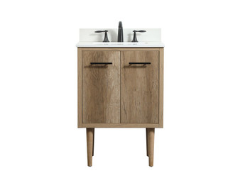 24 Inch Single Bathroom Vanity In Natural Oak With Backsplash "VF48024NT-BS"