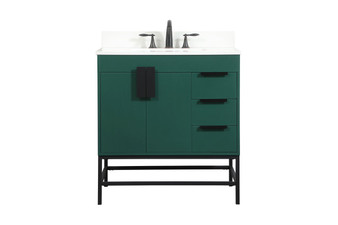 32 Inch Single Bathroom Vanity In Green With Backsplash "VF48832MGN-BS"