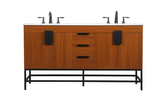 60 Inch Double Bathroom Vanity In Teak "VF48860DMTK"