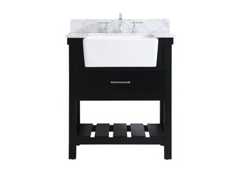 30 Inch Single Bathroom Vanity In Black With Backsplash "VF60130BK-BS"