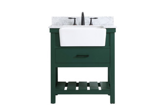 30 Inch Single Bathroom Vanity In Green With Backsplash "VF60130GN-BS"