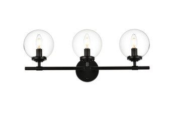 Ingrid 3 Light Black And Clear Bath Sconce "LD7302W24BLK"