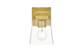 Merrick 1 Light Brass And Clear Bath Sconce "LD7312W5BRA"