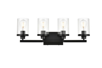 Saanvi 4 Light Black And Clear Bath Sconce "LD7316W25BLK"