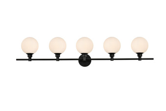 Cordelia 5 Light Black And Frosted White Bath Sconce "LD7317W47BLK"