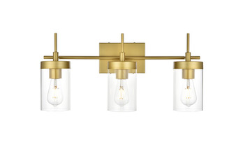 Benny 3 Light Brass And Clear Bath Sconce "LD7319W24BRA"