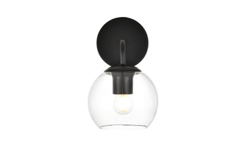 Genesis 1 Light Black And Clear Bath Sconce "LD7321W6BLK"