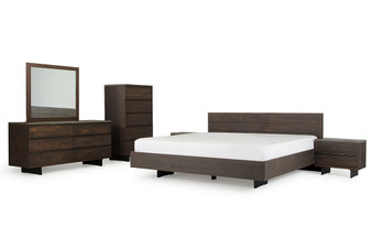 "VGEDSELMA-SET-EK" VIG Eastern King Modrest Selma Modern Dark Aged Oak & Concrete Bedroom Set