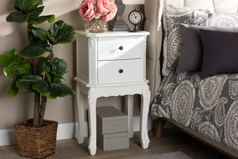 "HL7A-A110-2 DW ET" Baxton Studio Sophia Classic And Traditional French White Finished Wood 2-Drawer End Table