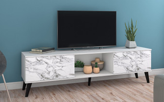 Doyers 70.87 Mid-Century Modern Tv Stand In White And Marble Stamp "176AMC208"