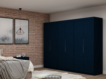 Mulberry 2.0 Modern 3 Sectional Wardrobe Closet With 6 Drawers - Set Of 3 In Tatiana Midnight Blue "124GMC4"