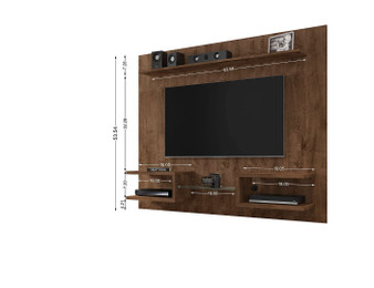 Plaza 64.25 Modern Floating Wall Entertainment Center With Display Shelves In Rustic Brown "224BMC9"
