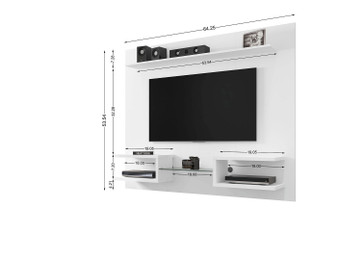 Plaza 64.25 Modern Floating Wall Entertainment Center With Display Shelves In White "224BMC6"