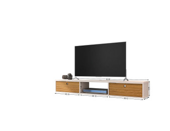 Liberty 62.99 Mid-Century Modern Floating Entertainment Center With 3 Shelves In Off White And Cinnamon "220BMC12"