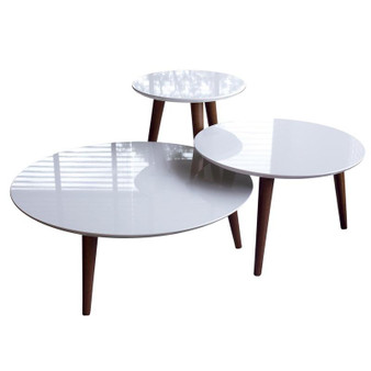 3- Piece Modern Moore Round End Table In White By "3-252151"