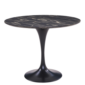 Allie 39" Striped Ebony Wood Veneer Round Dining Table 6300054