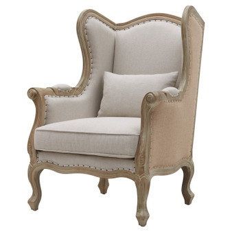 Guinevere Burlap Wing Arm Chair 3900010-Lsb