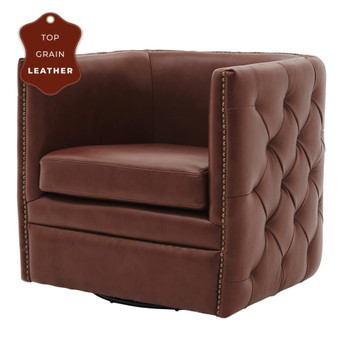 Leslie Top Grain Leather Swivel Tufted Chair "1900152-426"
