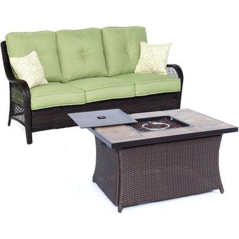 Orleans 2 Piece Outdoor Fire Pit Seating Set -Green "ORLEANS2PCFP-GRN-B"