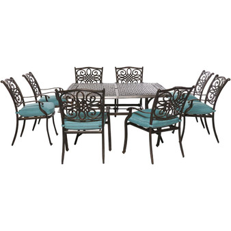 Traditions 9 Pieces Outdoor Dining Set "TRADDN9PCSQ-BLU"