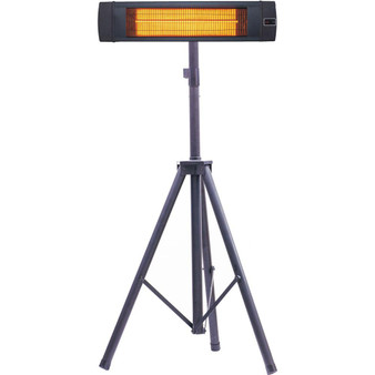 Hanover 34.6" Electric Carbon Lamp With Three Heat Levels, Remote And Tripod Stand "HAN1041ICBLK-TP"
