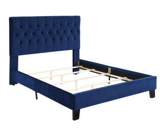 Cal King Upholstered Bed (Headboard-Footboard-Rails-Navy Blue) By Emerald Home "B128-13HBFBR-14"