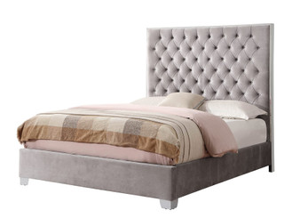 Lacey-Complete Queen Upholstered Bed-Grey By Emerald Home "B132-10-03-K"