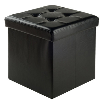 Ashford Ottoman With Storage Faux Leather - Black "20415"