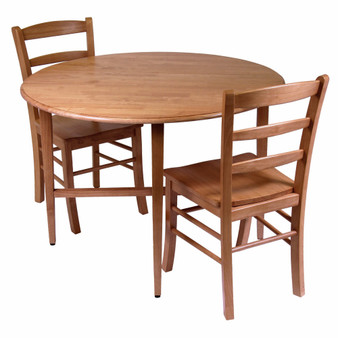 Hannah 3 Piece Dining Set, Drop Leaf Table W/ 2 Ladder Back Chairs "34342"