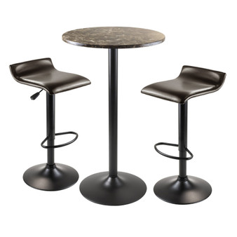 Cora 3 Piece Round Pub Table With 2 Swivel Stools "76383"