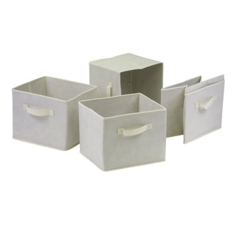 Capri Set Of 4 Foldable Beige Fabric Baskets "82411"