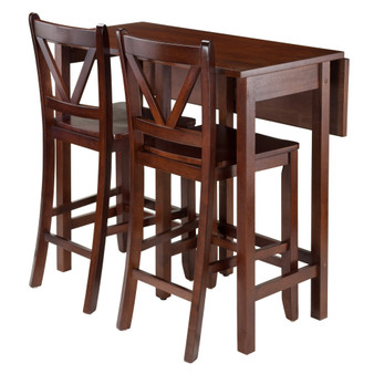 Lynnwood 3-Piece Drop Leaf Table With 2 Counter V-Back Stools "94355"
