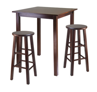 Parkland 3-Piece High Table With 29" Square Leg Stools - Walnut "94390"