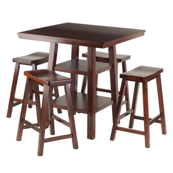 Orlando 5-Piece Dining Set High Table With 4 Saddle Seat Stools "94548"