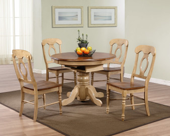 5 Piece Round Or Oval Butterfly Leaf Dining Set With Napoleon Chairs "DLU-BR4260-C50-PW5PC"