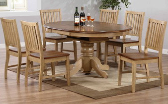 7 Piece Round Or Oval Butterfly Leaf Dining Set With Back Chairs "DLU-BR4260-C60-PW7PC"