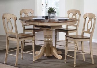 5 Piece Round Or Oval Butterfuly Leaf Pub Table Set With Stools "DLU-BR4260CB-B50-PW5PC"