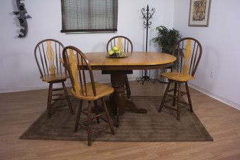 5 Piece Butterfly Leaf Pub Table Set With Keyhole Barstools "DLU-TBX4266CB-B124-NLO5PC"