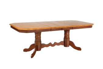 Double Pedestal Trestle Dining Table In Nutmeg With Light Oak Finish "DLU-TCP4284-NLO"