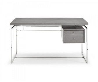 Harlow Gray Oak Veneer Desk With Stainless Steel Base "DK1409-GRY"