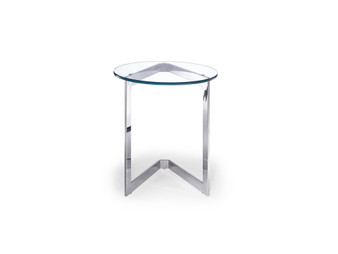 Jasmine Side Table, Round Clear Glass, Stainless Steel Base "ST1382"