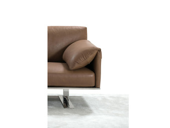 Gaber Sofa, 100% Made In Italy, Taupe Top Grain Leather 71 And Metal Legs "SO1616-TAU"