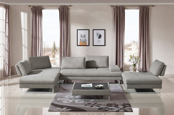 Divani Casa Baxter Modern Grey Fabric Sectional Sofa & Coffee Table Set VGMB-1766-GRY