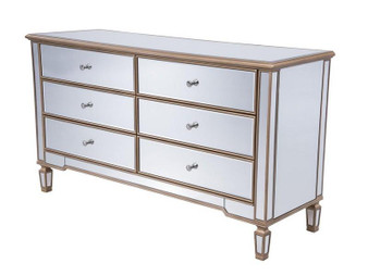6 Drawers Cabinet 60 In. X 20 In. X 34 In. In Gold Paint "MF6-1136G"