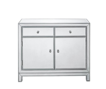 Nightstand 2 Drawers 2 Doors 38In. W X 12In. D X 32In. H In Antique Silver Paint "MF72002"