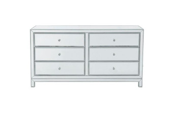 Dresser 6 Drawers 60In. W X 18In. D X 32In. H In Antique Silver Paint "MF72036"
