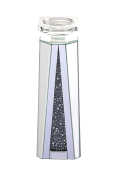 13 Inch Tall Crystal Candleholder Silver Royal Cut Crystal "MR9201"
