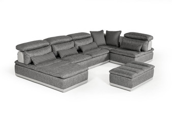 David Ferrari Panorama Italian Modern Grey Fabric & Grey Leather Sectional Sofa VGFTPANORAMA-GRYGRY-2