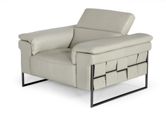 Divani Casa Shoden - Modern Light Grey Leather Chair VGEV1858-CH
