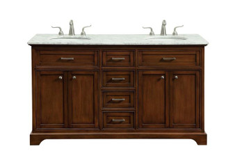 60 In. Double Bathroom Vanity Set In Teak "VF15060DTK"